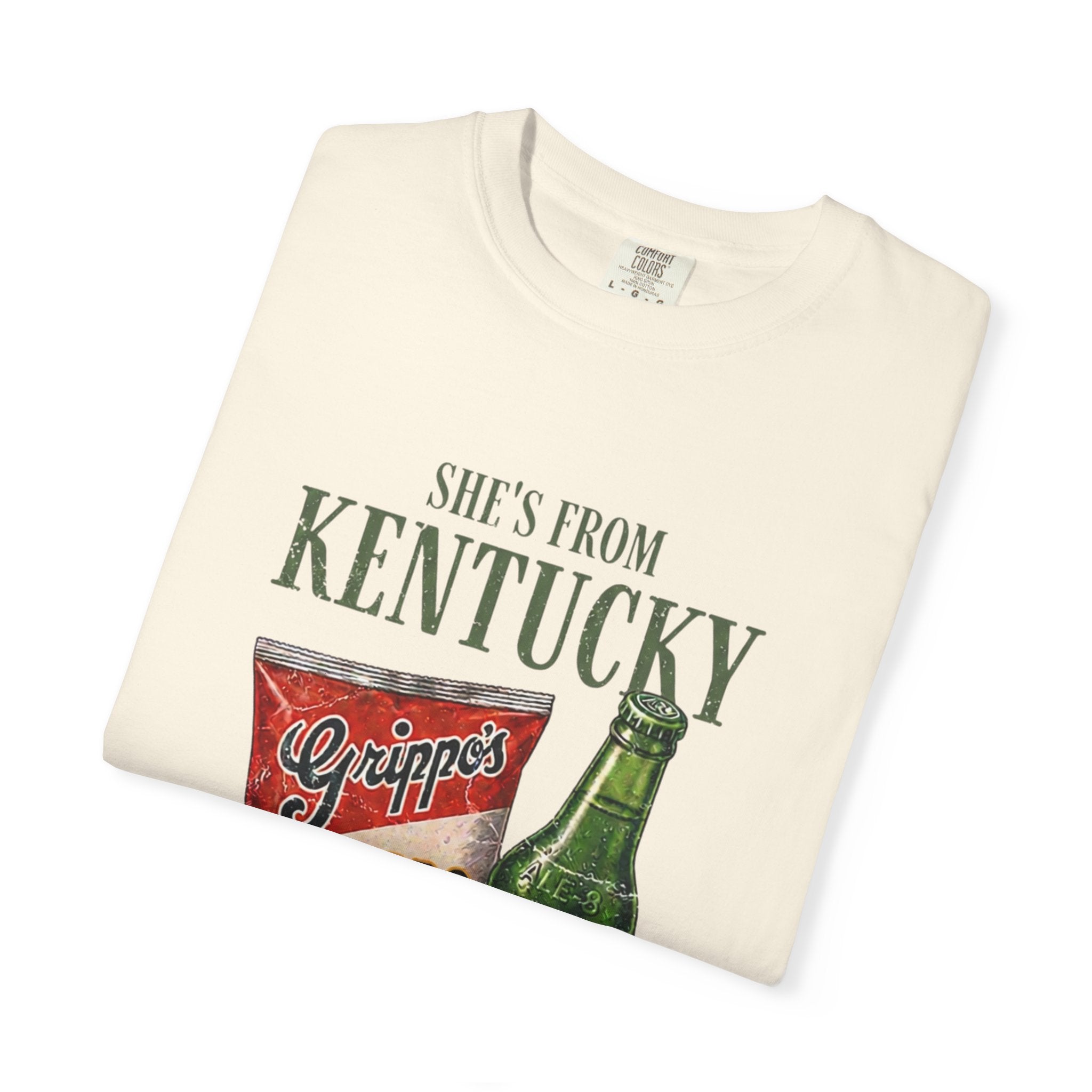 Kentucky Snacks & Ale T-Shirt — "She's From Kentucky I Can Tell" Vintage Design